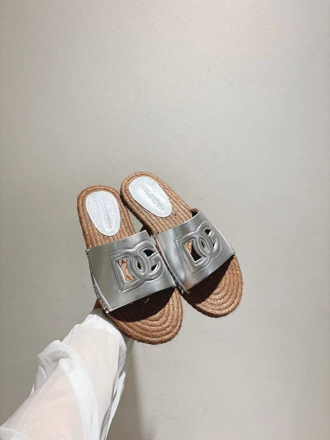 Nappa Leather Espadrille Sliders