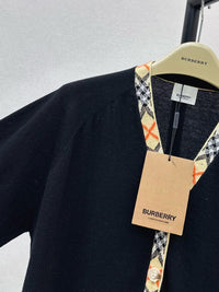 Check Trim Wool Cardigan