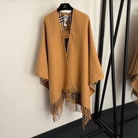 Reversible Check Wool Cape