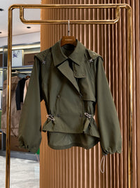 Drawstring Cropped Trench Jacket