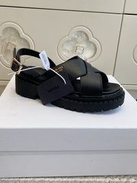 Leather Crossover Platform Sandals