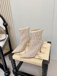 Embroidered Mesh Ankle Boots