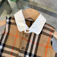 Vintage Check Sleeveless Collared Dress