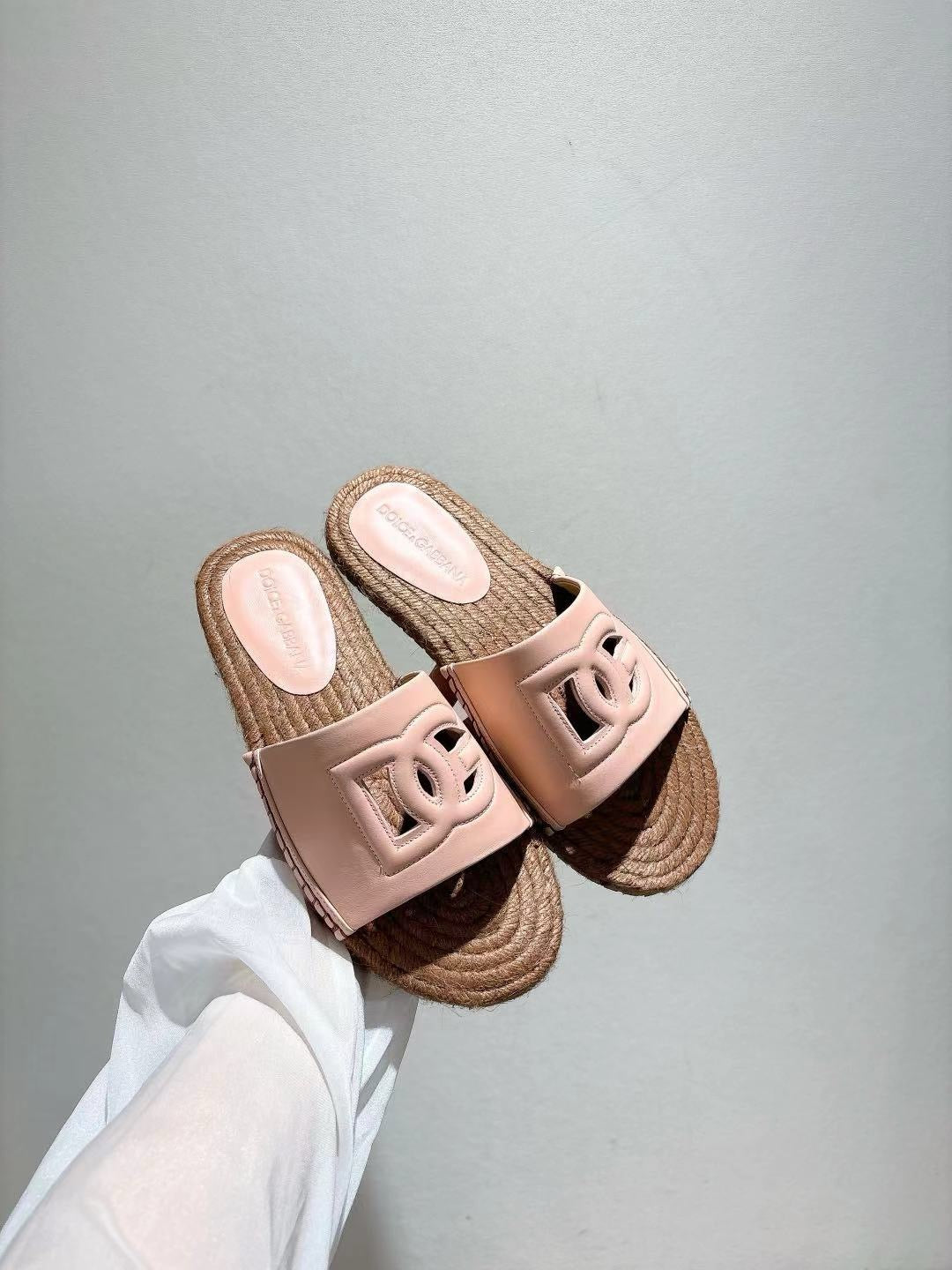 Nappa Leather Espadrille Sliders