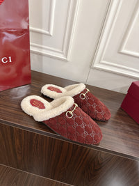 Horsebit Shearling-Trimmed Mules
