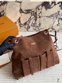 Large Suede Route Shoulder Bag