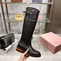 Leather Knee High Riding Boots