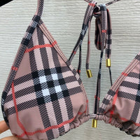 Vintage Check Triangle Bikini Set
