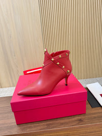 Rockstud Leather Ankle Boots