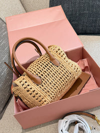 Raffia Top Handle Bag