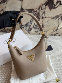 Logo Plaque Leather Shoulder Bag