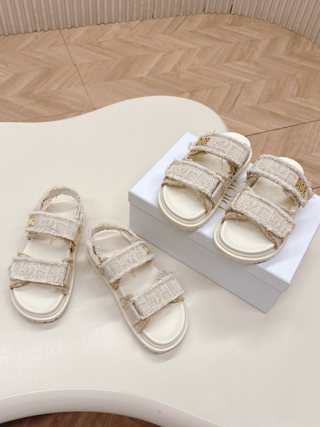 Frayed Tweed Platform Sandals