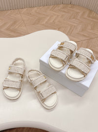 Frayed Tweed Platform Sandals