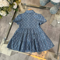 Monogram Denim Tiered Shirt Dress