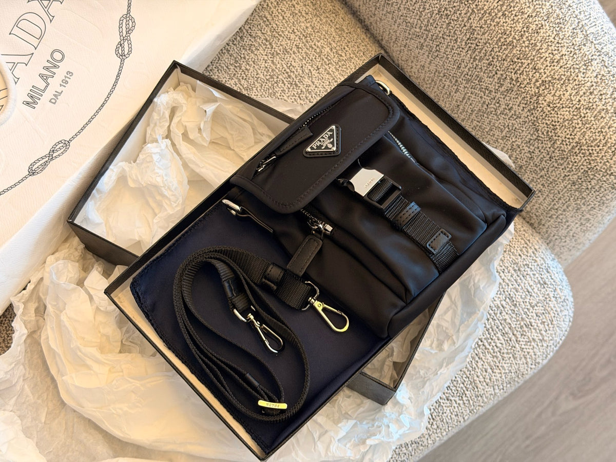 Re-Nylon and Saffiano leather Shoulder Bag