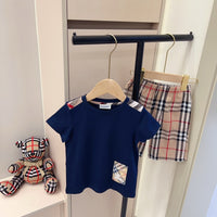 Pocket Tee & Check Shorts Set