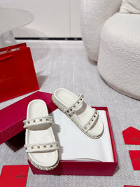 Garavani Rockstud Rope Flat Sandals