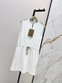 Sleeveless Check Shoulder Jersey Dress