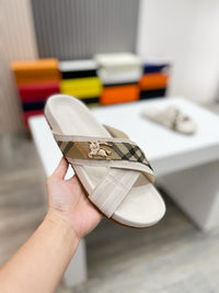 Vintage Check Cross Strap Slides