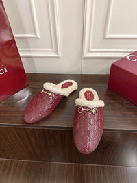 Horsebit Shearling-Trimmed Mules