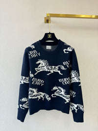 Equestrian Knight Motif Wool Sweater