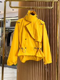 Drawstring Cropped Trench Jacket