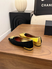 Two-Tone Leather Ballerina Flats
