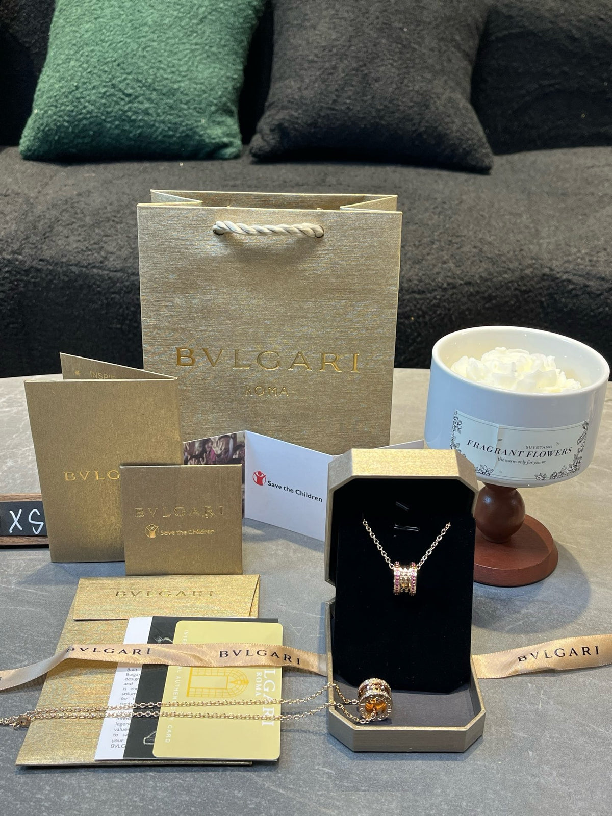 B.Zero1 Rose Gold Crystal Necklace
