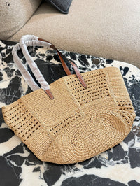 Classic Panier in Raffia & Calfskin