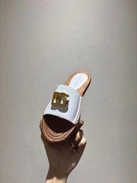 Nappa Leather Espadrille Sliders