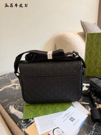 Embossed Leather Messenger Bag