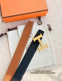 H Belt Buckle & Reversible Leather Strap 38mm