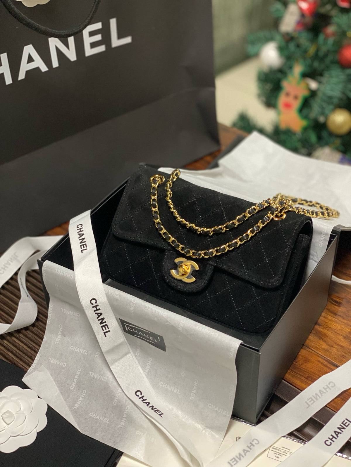 Suede Flap Bag