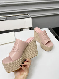 Leather Espadrille Wedges