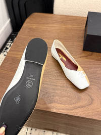 Two-Tone Leather Ballerina Flats