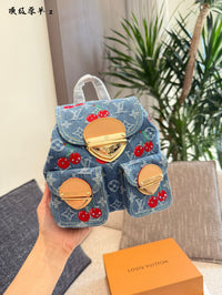 Cherry Denim Mini Backpack