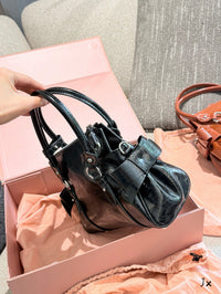 Shiny Leather Top Handle Bag