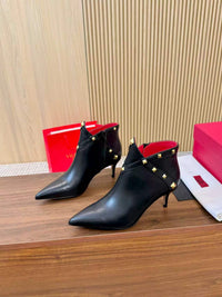 Rockstud Leather Ankle Boots