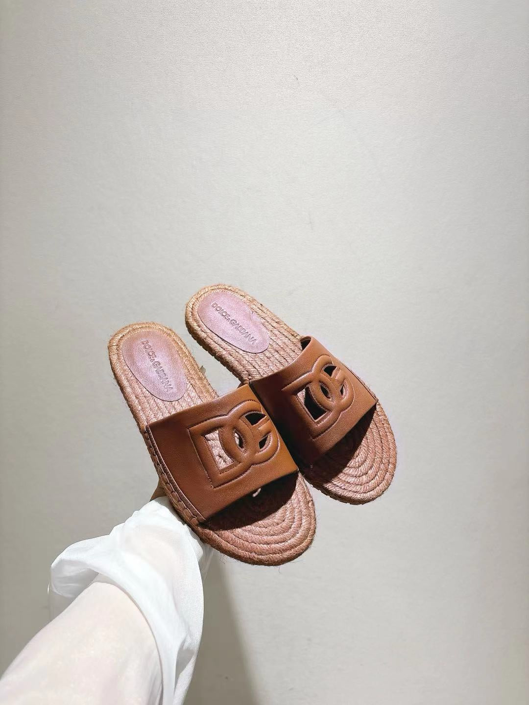 Nappa Leather Espadrille Sliders