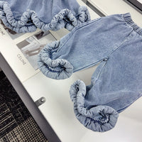 Ruffle Denim Top & Trouser Set