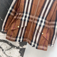 Hooded Check Nylon Jacket