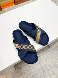 Vintage Check Cross Strap Slides