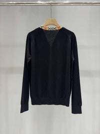 Check Trim Wool Cardigan