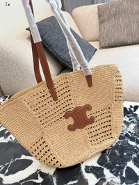 Classic Panier in Raffia & Calfskin