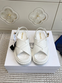 Leather Crossover Platform Sandals