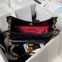 Shiny Crumpled Calfskin Hobo Bag