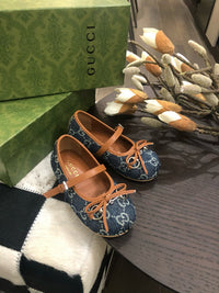 Horsebit Ballet Flat Blue Denim