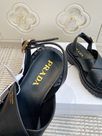 Leather Crossover Platform Sandals