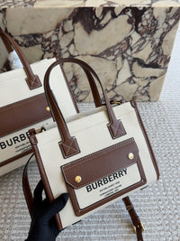 Two-Tone Canvas and Leather Freya Tote Bag