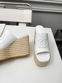 Leather Espadrille Wedges